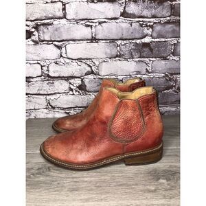 Bed Stu Rust Red Leather Distressed Boho Back Zip Boots Women Sz 8.5M US/39EU